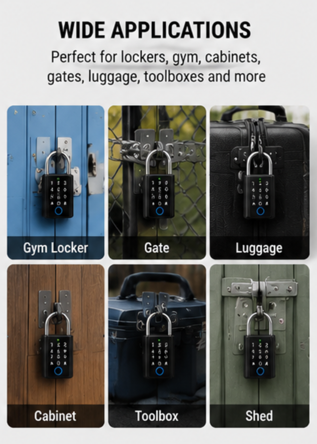 Smart Digital Combination Padlock – Rechargeable Keyless Security Lock